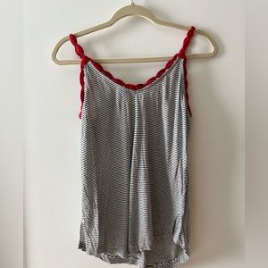 Crochet trimmed stripe tank